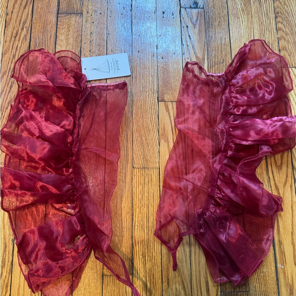 Burgundy Sheer Ruffle Gloves